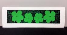Andy Warhol Screen Print On Foam Board, Four Green Flowers, Signed Lower Ri