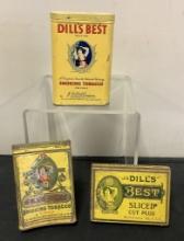3 Dill's Tobacco Tins, See Photos For Condition