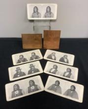 5 Stereoptic Cards - Native American Chiefs;     2 Copperplate Engravings