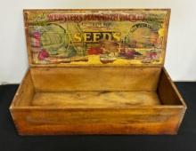 Vintage Early 1900s Seed Box - Webster's Mammoth Packet, 25½"x10½"x7"