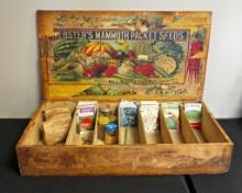 Vintage Early 1900s Seed Box - Webster's Mammoth Packets Seeds, 28"x16"x6"