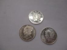 Silver 1 oz Bullion Coins .999 Silver 3 coins
