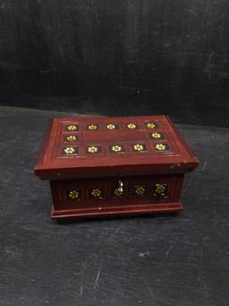 Wooden Jewelry Box with Key
