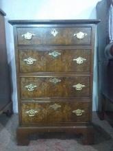 Antique Mahogany Four Drawer Lingerie Chest w/ Faux Burled Drawers
