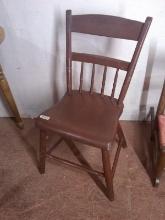 Antique Primitive Plank Bottom Painted Side Chair