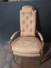 Antique Pecan MCM High Back Upholstered Chair