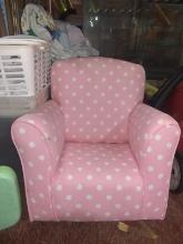 BL-Pink Upholstered Polka Dot Childs Chair