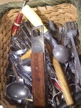 BL-Assorted Kitchen Utensils and Flatware with Basket