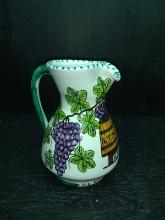 Hand painted Italian Grape and Leaf Pitcher