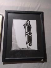 Artwork -Framed and Matted Photograph-Native American Girl Wrapped in Blanket