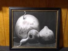 Original Framed Artwork-Charcoal Still Life of Gourds by Maria Claro Chapel Hill Native