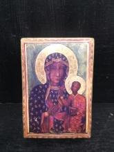 Religious Icon-The Black Madonna Print on Plaque