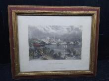 Artwork-Framed Colored Lithograph View of Baltimore by WH Bartlett