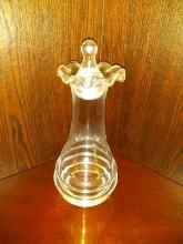 Artisan Blown Ruffled Edge Crystal Decanter with Ball Stopper