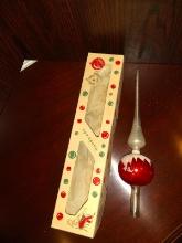 Vintage 1950s Glass Christmas Tree Topper with Box