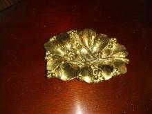 1956 Brass Leaf with Berries Dish
