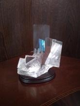 Artisan Crystal Cube Desk Decor with Stand
