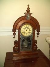Antique Walnut Key wind Clock, working