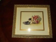 Framed and double Matted Watercolor by Sandy Champ, Fancy Hat