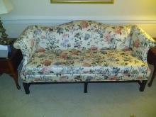 Mahogany Chinese Chippendale Upholstered Couch