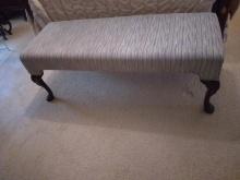 Upholstered Queen Anne Bench with Shell Carved Knees