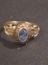 14 kt. Gold Class Ring with Aquamarine Stone, Roanoke Rapids High