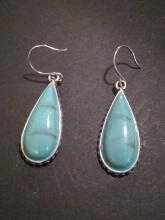 Pair of Polished Turquoise Dangle Earrings