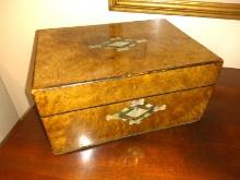 Burled Walnut and Mother Of Pearl Inlay Box