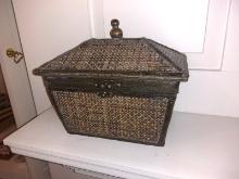 Decorative Wicker Storage Box with Coffin Lid