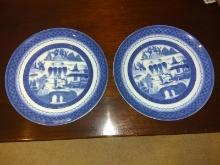 Pair of Blue and White Mottahedeh Plates