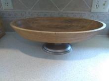 Wooden oval Pedestal Fruit Bowl