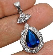 3 CT PEAR SHAPED BLUE SAPPHIRE & TOPAZ STERLING