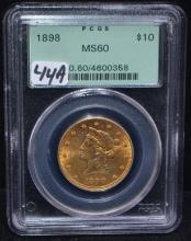 1898 $10 LIBERTY GOLD COIN - PCGS MS60