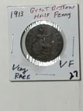 1913 Great Britian Half Penny