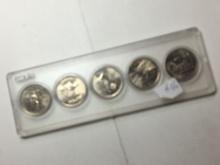 State Quarter Set Frosty In Hard Plastic Case Ar, Mo, Me, Al, And Il