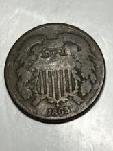 1865 U S 2 Cent Copper Piece