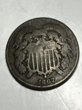 1867 U S 2 Cent Copper Piece