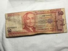 Philippines Vintage Bank Note 50 Piso