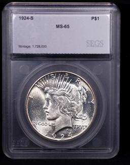 ***Auction Highlight*** 1924-s Peace Dollar $1 Graded ms65 By SEGS (fc)