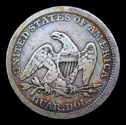 1857-p Seated Liberty Quarter 25c Grades f+