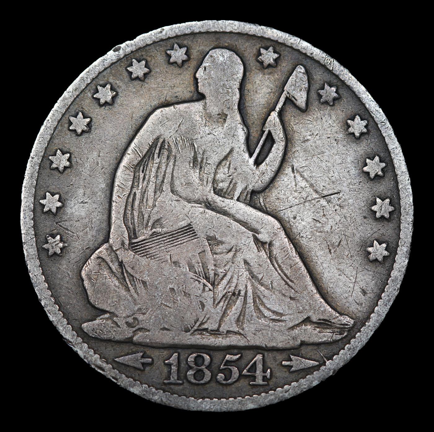 1854-o Seated Half Dollar 50c Grades f, fine