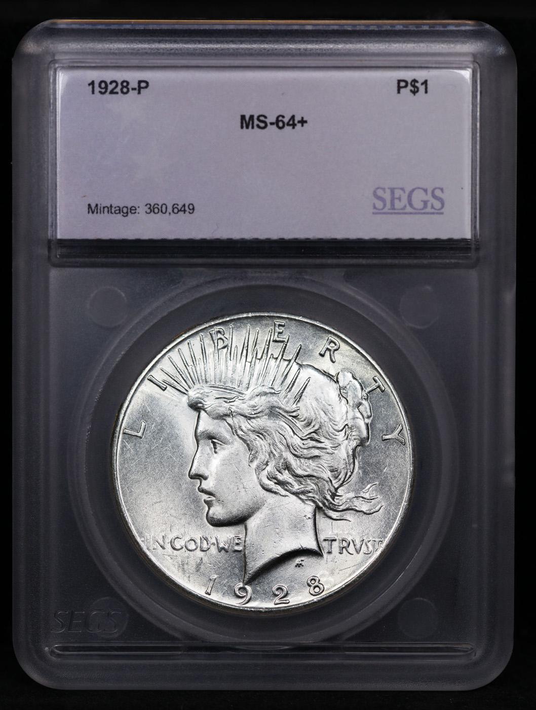 ***Auction Highlight*** 1928-p Peace Dollar 1 Graded ms64+ By SEGS (fc)