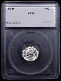 ***Auction Highlight*** 1920-d Mercury Dime 10c Graded ms66 BY SEGS (fc)