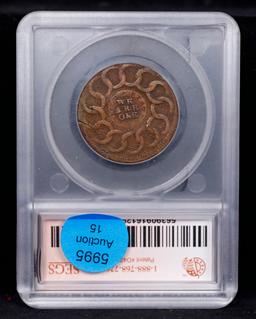 ***Auction Highlight*** 1787 Fugio Club Rays, Rounded Ends Graded vf35 By SEGS (fc)