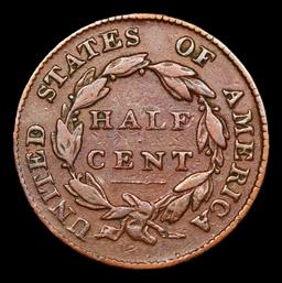 1826 Classic Head half cent 1/2c Grades vf+