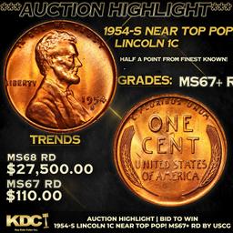 ***Auction Highlight*** 1954-s Lincoln Cent Near Top Pop! 1c Graded GEM++ RD By USCG