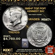 ***Auction Highlight*** 1989-p Kennedy Half Dollar TOP POP! 50c Graded ms67+ By SEGS (fc)