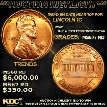 ***Auction Highlight*** 1960-d Sm Date Lincoln Cent Near Top Pop! 1c Graded GEM++ RD By USCG (fc)