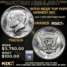 ***Auction Highlight*** 1971-d Kennedy Half Dollar Near Top Pop! 50c Graded ms67+ By SEGS (fc)