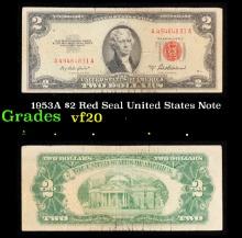 1953A $2 Red Seal United States Note Grades vf, very fine